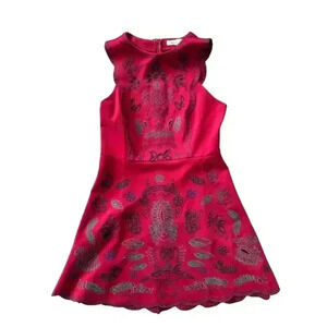 Francesca’s Women’s Red Scalloped Edge Runway Cocktail Dress Size Large